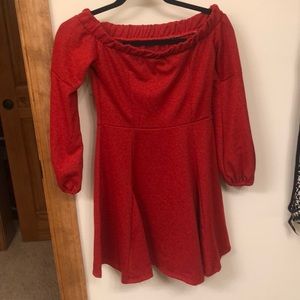 Red off the shoulder dress